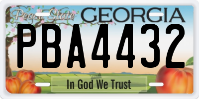 GA license plate PBA4432