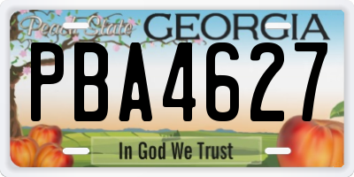 GA license plate PBA4627