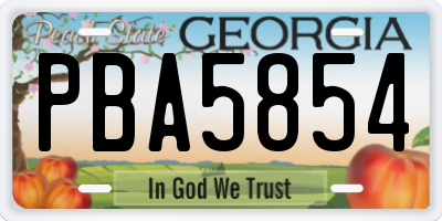 GA license plate PBA5854