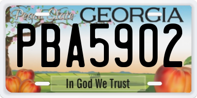 GA license plate PBA5902
