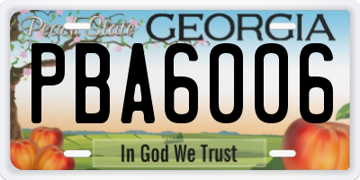 GA license plate PBA6006