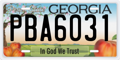 GA license plate PBA6031