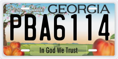 GA license plate PBA6114