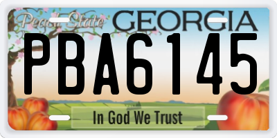 GA license plate PBA6145