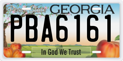GA license plate PBA6161
