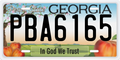 GA license plate PBA6165