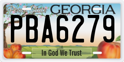 GA license plate PBA6279