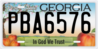 GA license plate PBA6576