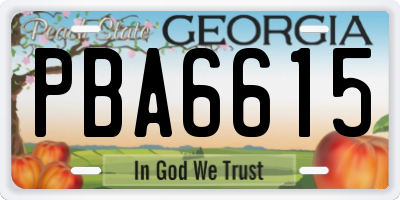 GA license plate PBA6615