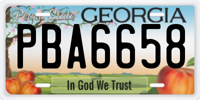GA license plate PBA6658