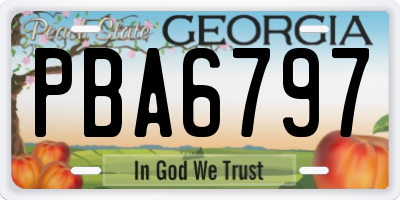 GA license plate PBA6797