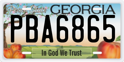 GA license plate PBA6865