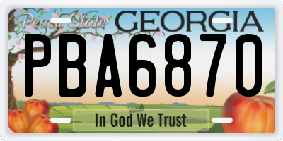GA license plate PBA6870