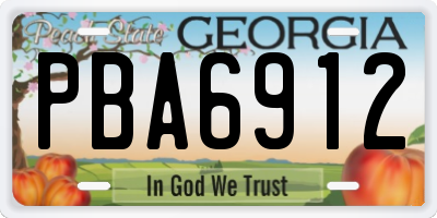 GA license plate PBA6912