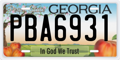 GA license plate PBA6931