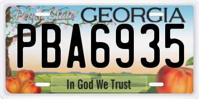 GA license plate PBA6935