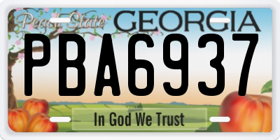 GA license plate PBA6937