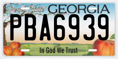 GA license plate PBA6939