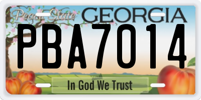 GA license plate PBA7014