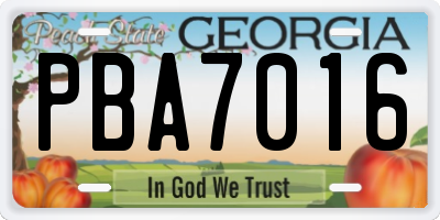 GA license plate PBA7016