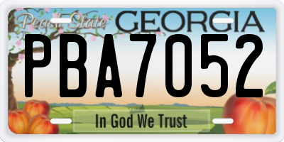 GA license plate PBA7052