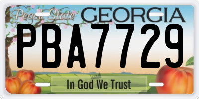 GA license plate PBA7729