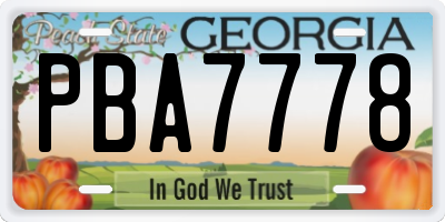 GA license plate PBA7778