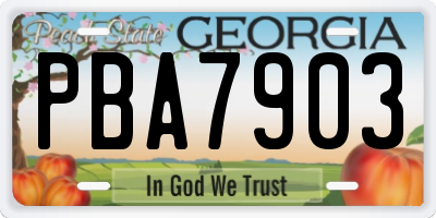GA license plate PBA7903
