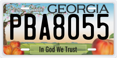 GA license plate PBA8055