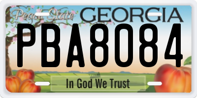 GA license plate PBA8084