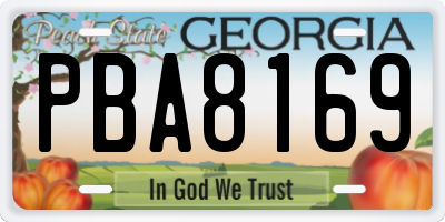 GA license plate PBA8169