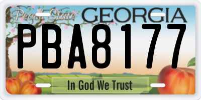 GA license plate PBA8177