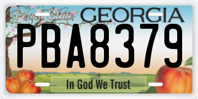 GA license plate PBA8379