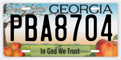 GA license plate PBA8704