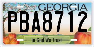 GA license plate PBA8712