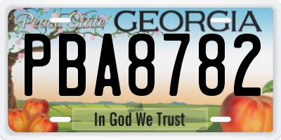 GA license plate PBA8782