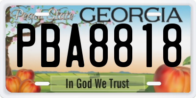 GA license plate PBA8818