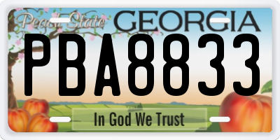 GA license plate PBA8833