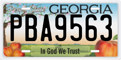GA license plate PBA9563