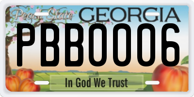 GA license plate PBB0006