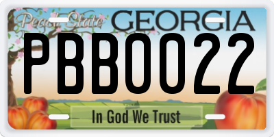GA license plate PBB0022