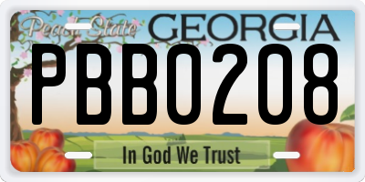 GA license plate PBB0208