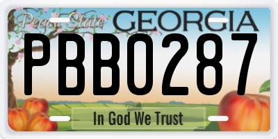 GA license plate PBB0287