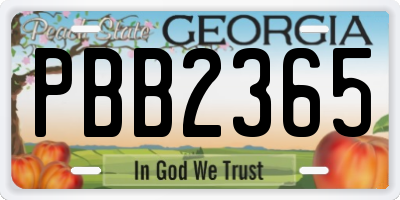 GA license plate PBB2365