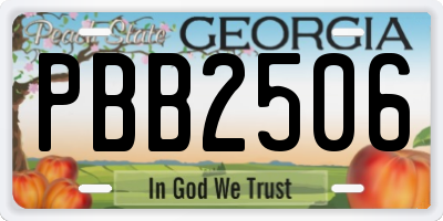 GA license plate PBB2506