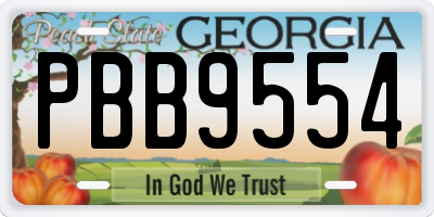 GA license plate PBB9554