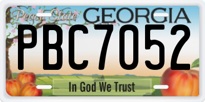 GA license plate PBC7052