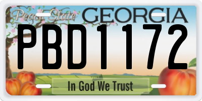 GA license plate PBD1172