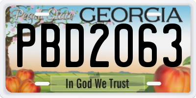 GA license plate PBD2063