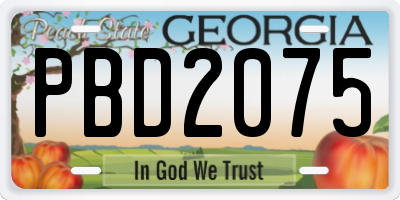 GA license plate PBD2075
